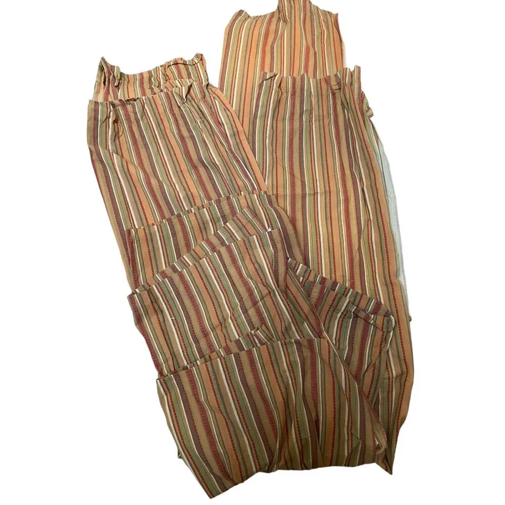 Park B Smith Tuscany striped orange tab top drapery panels cotton embroidered 83
